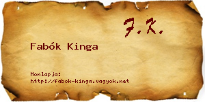 Fabók Kinga névjegykártya